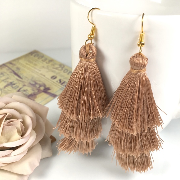 Jewelry - Tiered Tassel Drop Coffee Dangle Earrings